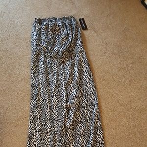 Print wide leg pant jumpsuit tube top